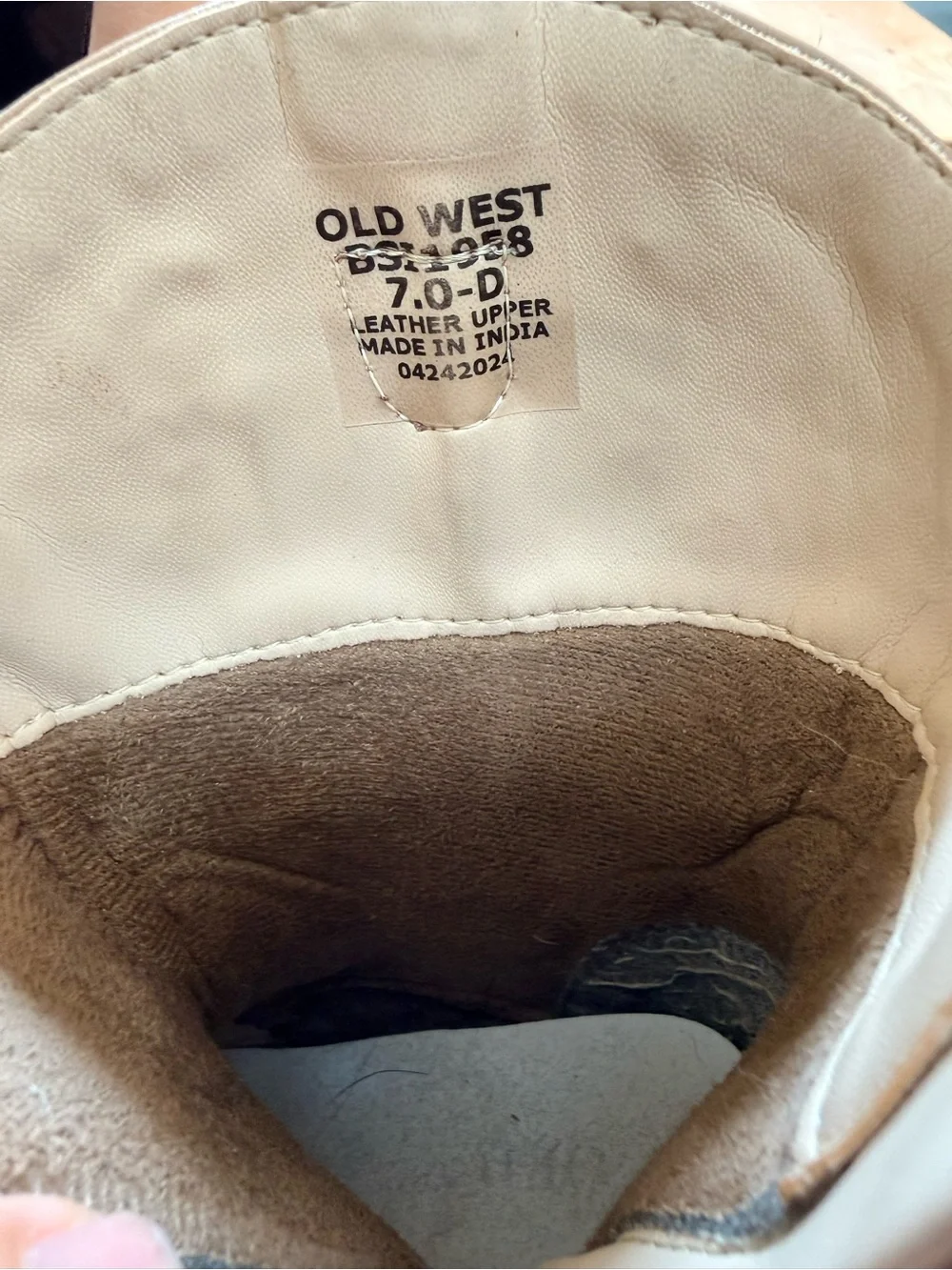Old West Brown Toddler size 7 Cowboy Boots with White Embroidery